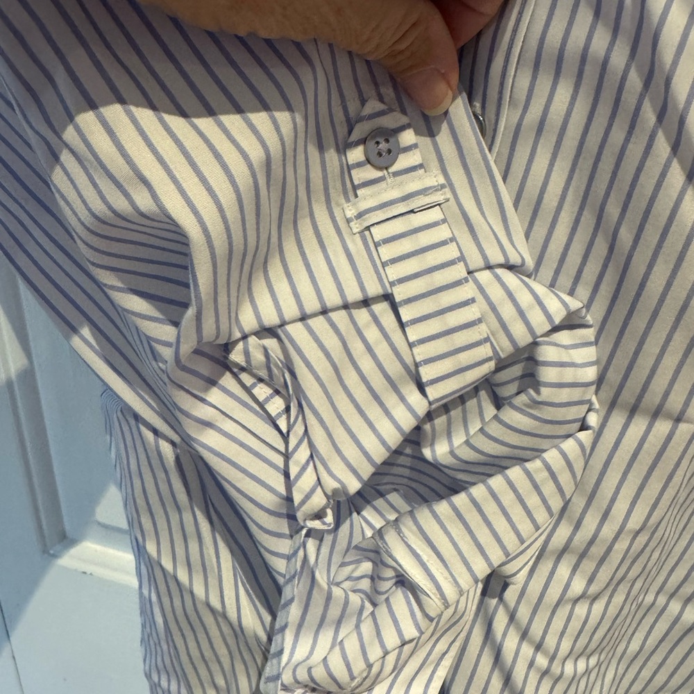 Blue Striped Chico’s Button Down Shirt - image 4